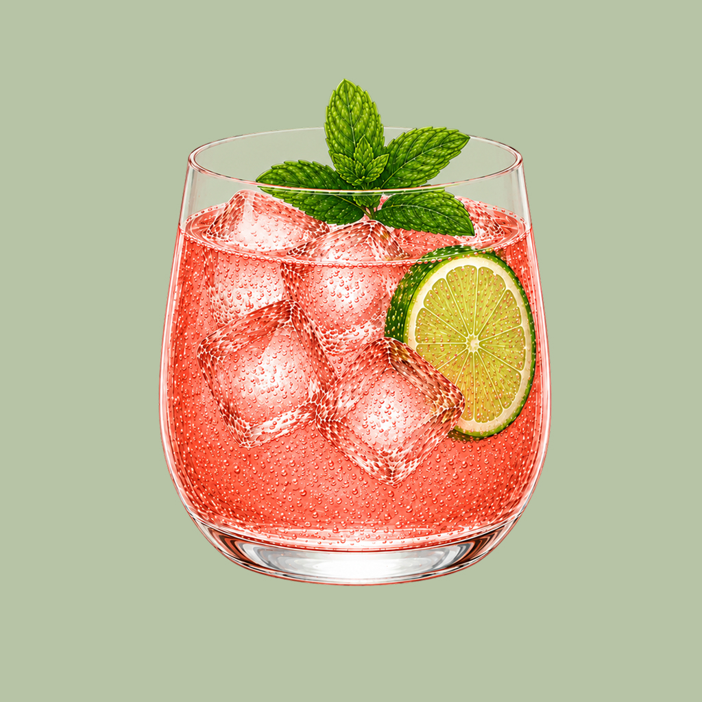 Strawberry Tonic Refreshing drink with mint and lime